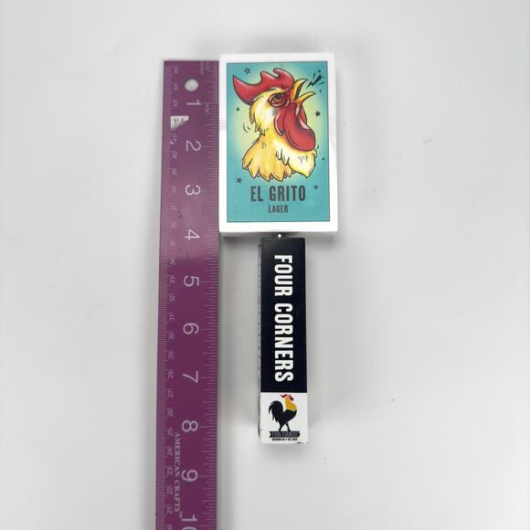 Four Corners Brewing Co Beer Tap Handle 8.5" EL GRITO Lager Rooster - Picture 7 of 7